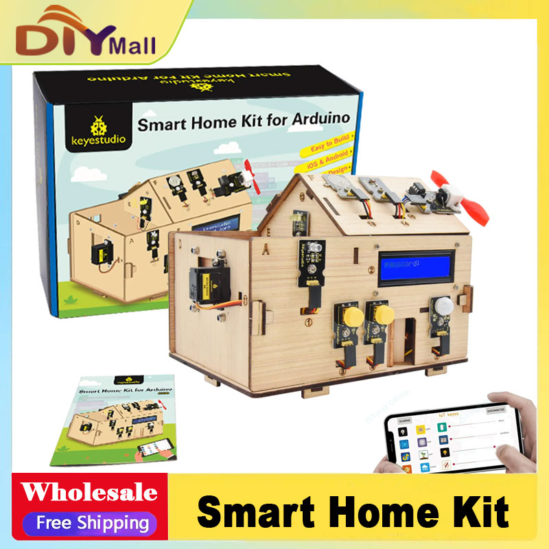 Home Automation With Arduino - Keyestudio スマートIoTホームキット（PLUSボード搭載）Arduinoスターターキット DIYプロジェクト STEMプログラミング ホームオートメーション用