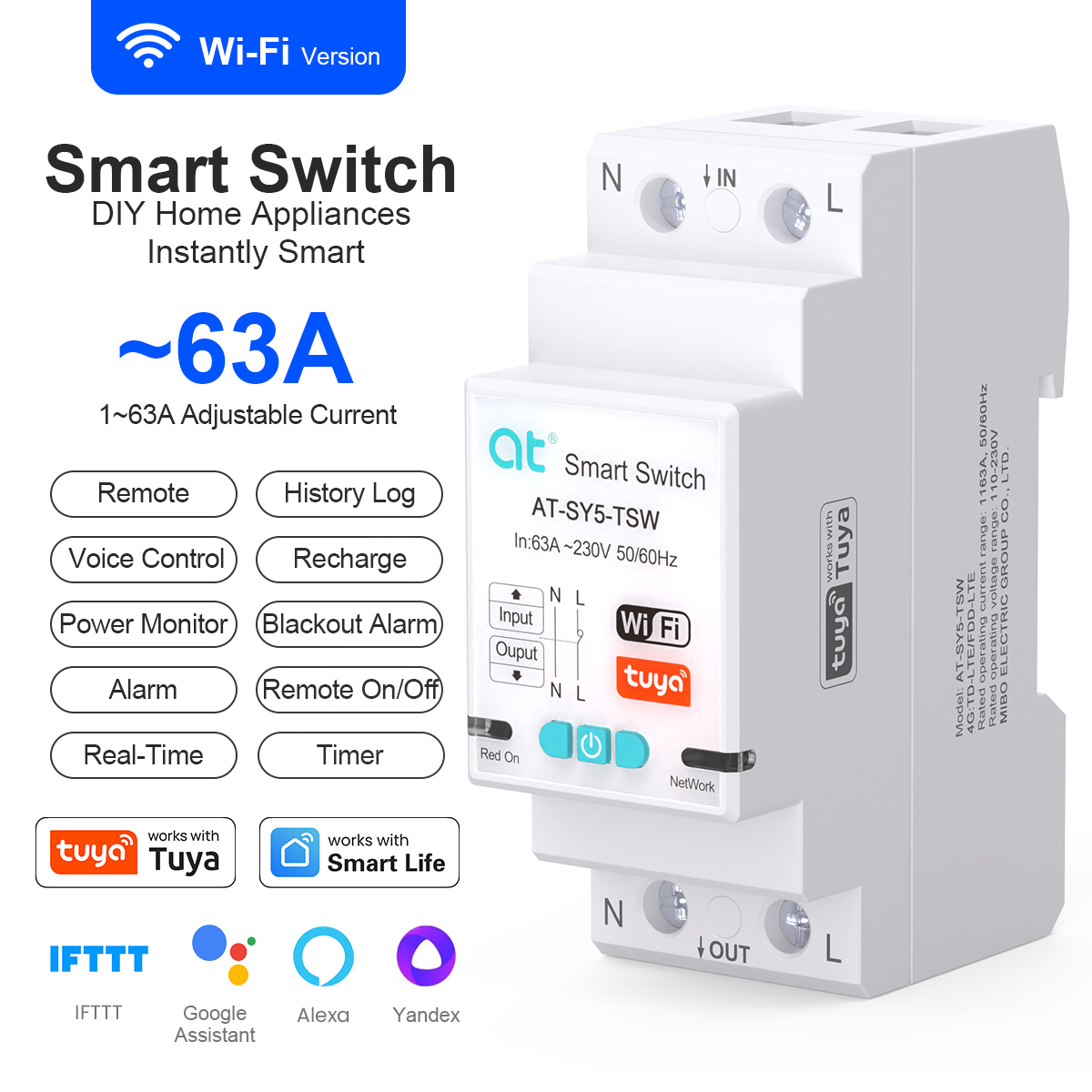 Home Automation Industry - スマートスイッチサーキットブレーカー Tuya WiFi ワイヤレスリモコン スマートホーム機器 充電統計