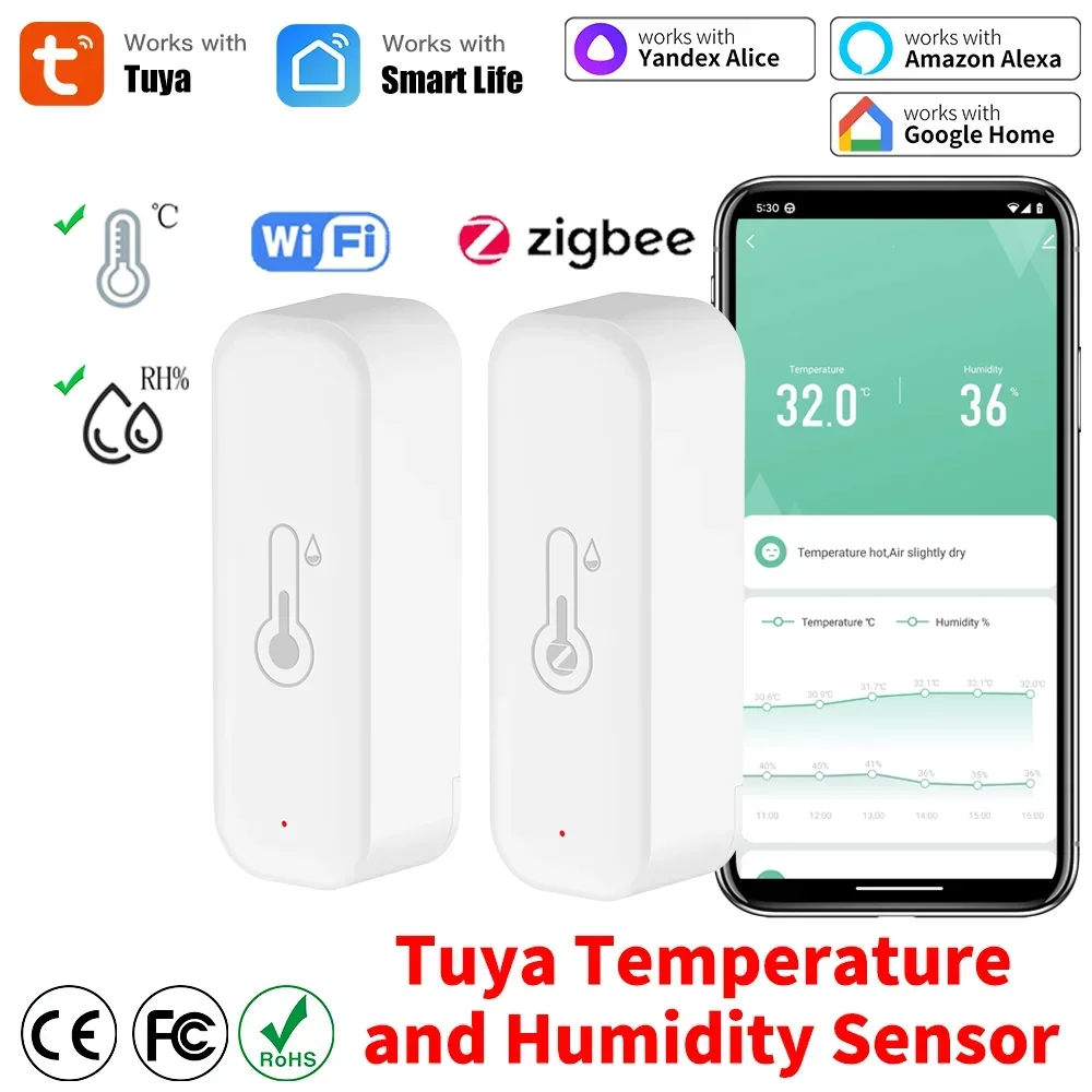 Matter Hub Thread - Tuya-Zigbee 3.0スマートホーム温度計,湿度計,温度および湿度計,アプリによるリモートアラーム,AlexaおよびGoogleHomeで動作