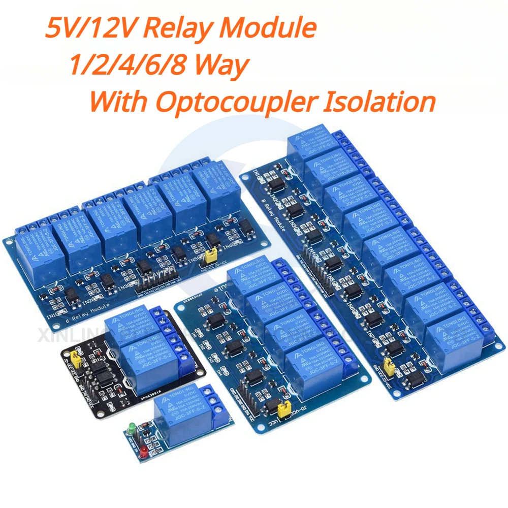 Home Automation Arduino - 5/12V 1/2/4/6/8 チャンネルリレーモジュール、フォトカプラ付きリレー出力 1 2 4