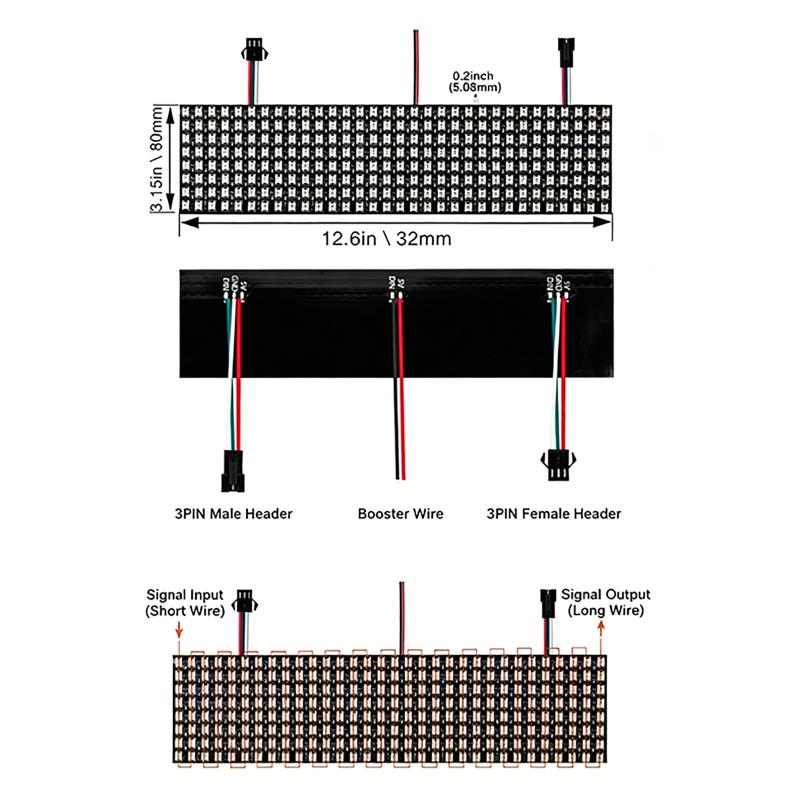 Rgb Led Matrix 8X8 - WS2812B スマートピクセルモジュールマトリックスパネル 8x8 16x16 8x32 LED