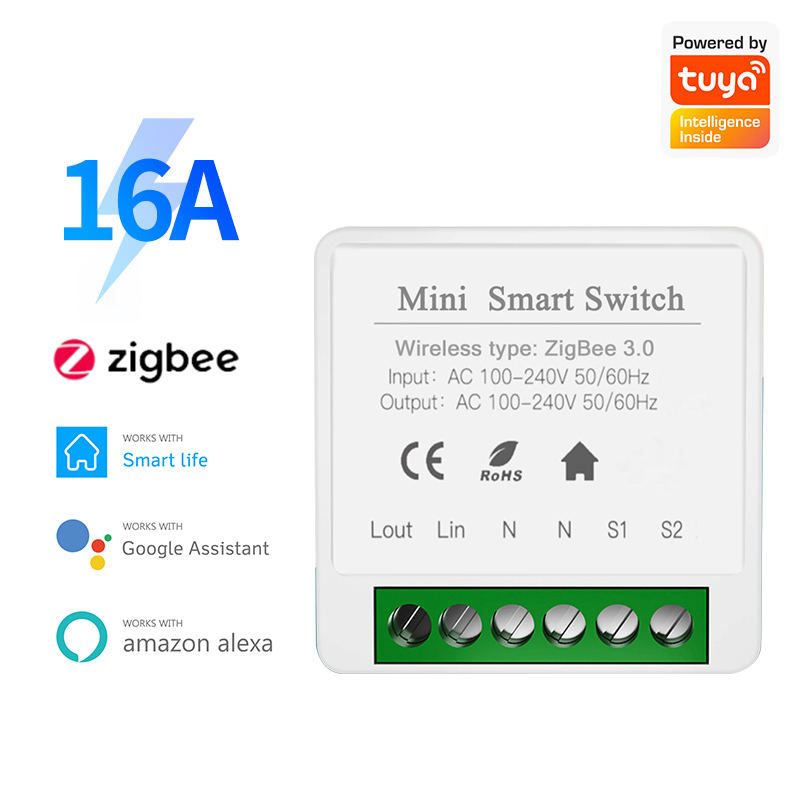 Home Automation Technology - Ihseno-Tuya Zigbee 3.0ミニスイッチ,Tuya Smart Lifeタイミング用,ワイヤレス制御,自動化,alexa GoogleHomeで動作