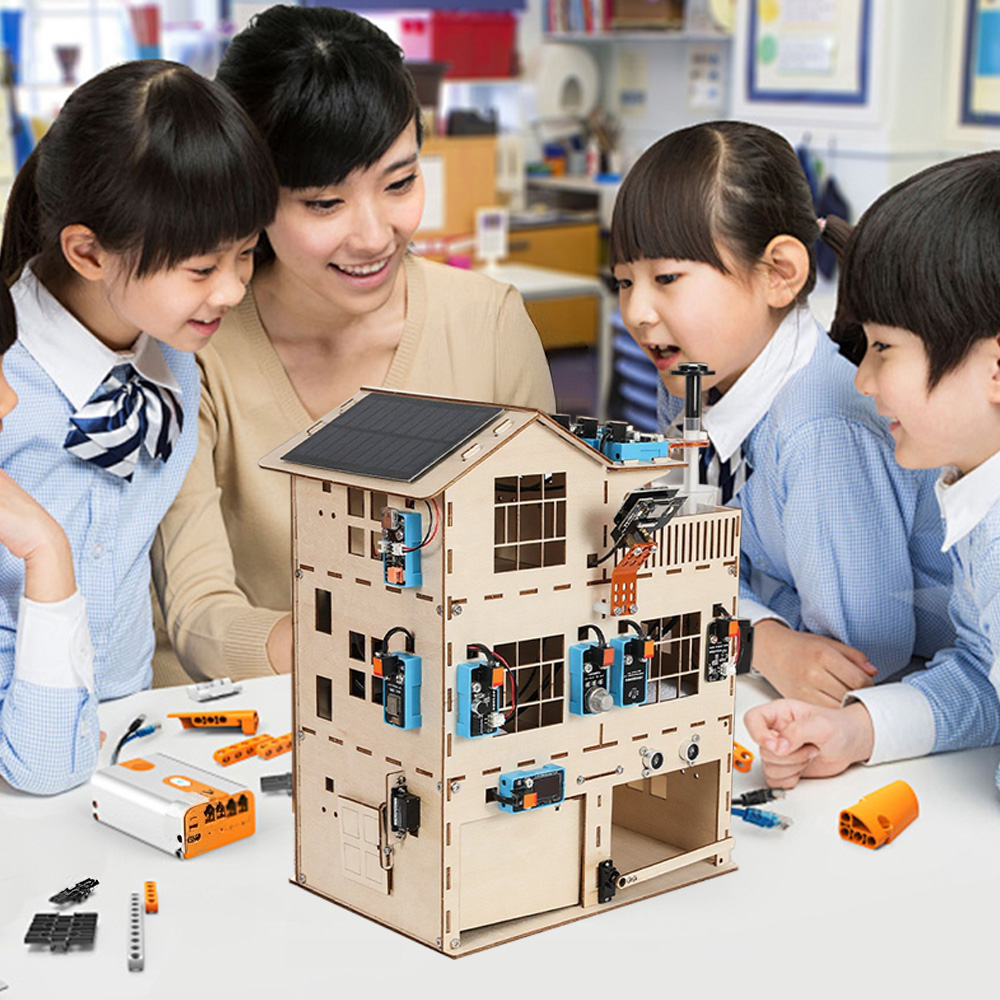 Home Automation Diy Projects - STEM DIY AIスマートホームキット プログラム可能な木製ハウス電子ロボットキット ESP32ベース 学校教育自動化プロジェクト