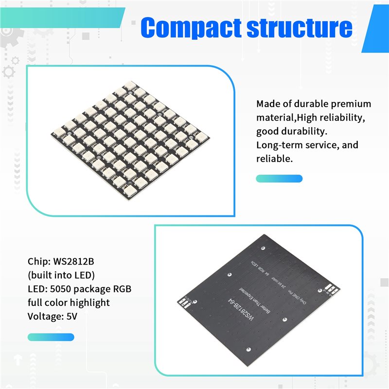 AT82-WS2812 LED 5050 RGB 8X8 L - Rgb Led Matrix 8X8 のレビューと価格
