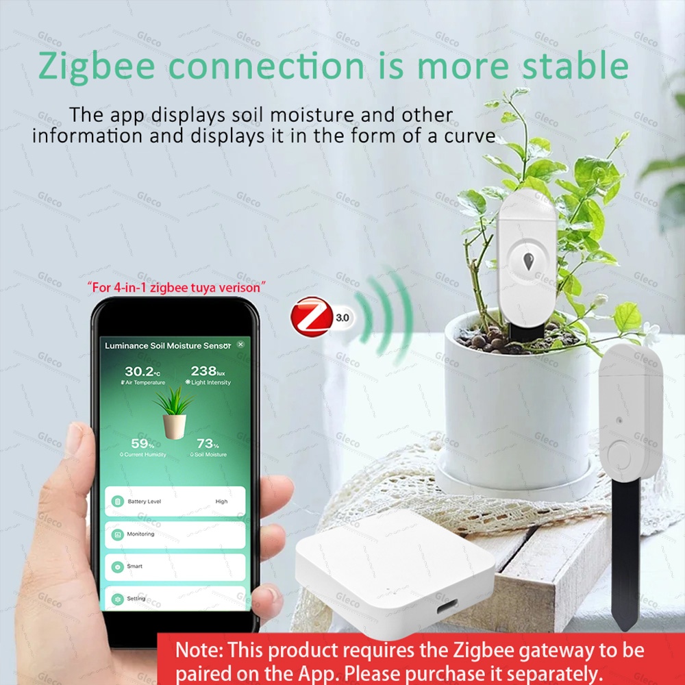 Zigbee 土壌水分センサーメーター温度湿度肥沃度光テスタ - Home Automation Technology のレビューと価格