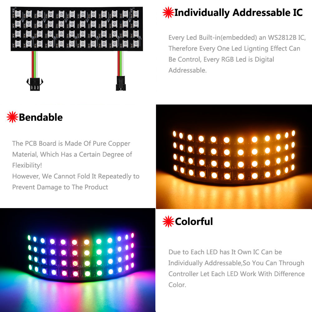 DC5V WS2812B RGB LEDパネルスクリーン 8 - Rgb Led Matrix 8X8 のレビューと価格